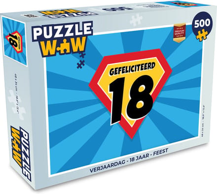 Puzzel Verjaardag - 18 jaar - Feest - Legpuzzel - Puzzel 500 stukjes
