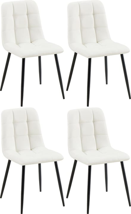 CLP Antibes Set van 4 Eetkamerstoelen - Zonder armleuning - Metaal frame - Kunstleer/wit