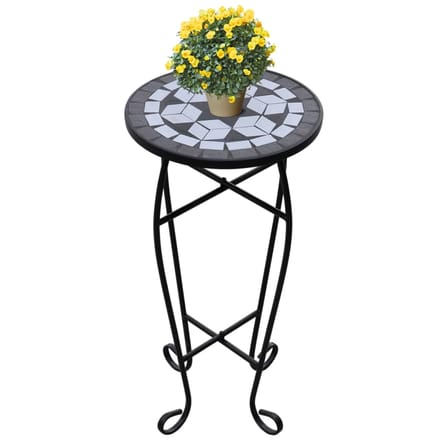 vidaXL - Bijzeltafel - mozaïek - zwart - en - wit