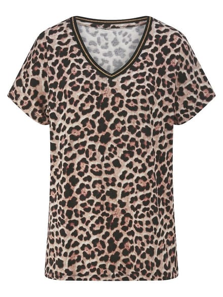 Shirt V-hals Van Emilia Lay beige