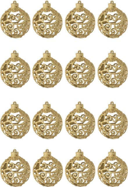 J-Line kerstbal Barok - kunststof - goud - doos van 16