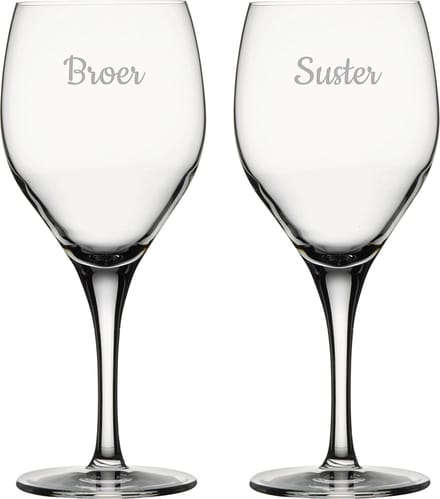 Gegraveerde Rode wijnglas 42,5cl Broer-Suster