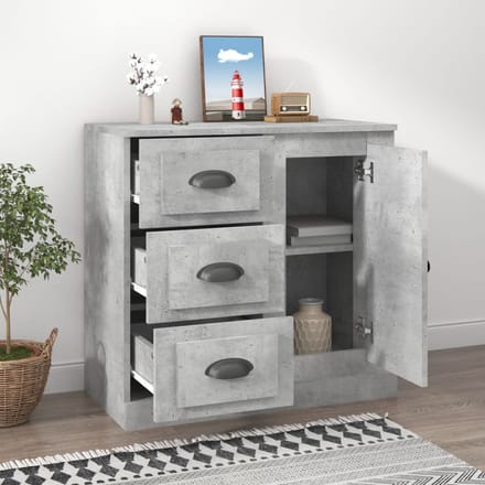 vidaXL - Dressoir - 70x35,5x67,5 - cm - bewerkt - hout - betongrijs