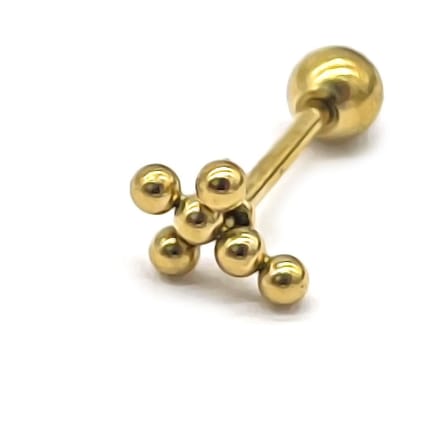 Oorpiercing Kruis - RVS - 6 mm - Goudkleurig