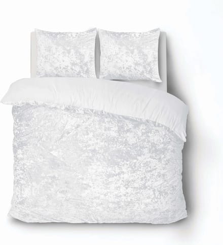 iSleep Dekbedovertrek Crushed Velvet - Eenpersoons - 140x200/220 cm - Wit