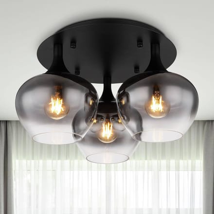 Globo - plafonniere - Maxy - zwart - glas smoke glas - Ø 45cm - E27 - 15548-3D