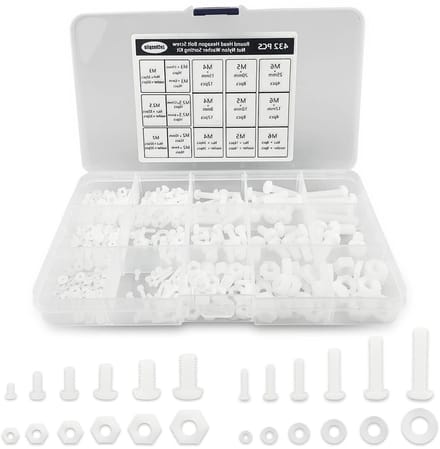 Complete Set van 432 Stuks Witte Nylon Plastic Schroeven, Ringen en Moeren - M2 tot M6 voor Diverse Toepassingen