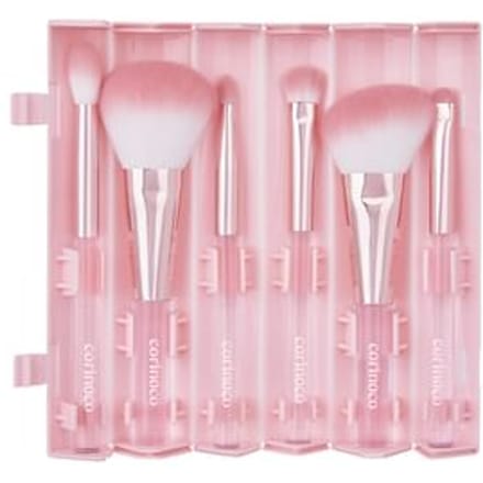 CORINGCO - Pink Roll Make Up Brush Set - Make-upborstelset