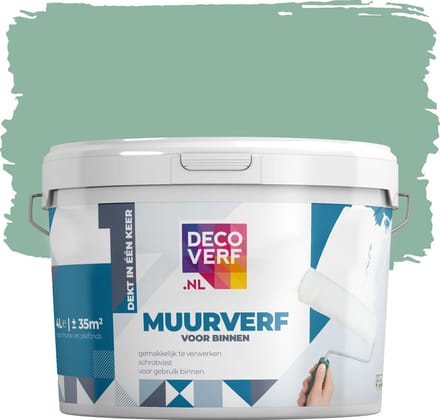 Decoverf muurverf mat kopergroen, 4L