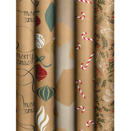 Stewo kerst cadeaupapier natural day, formaat 70 x 200 cm, assorti