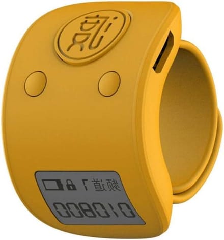 Mini Digitale LCD Elektronische Ring Hand Teller 6 Digit Oplaadbare Tellers ClickerGeel