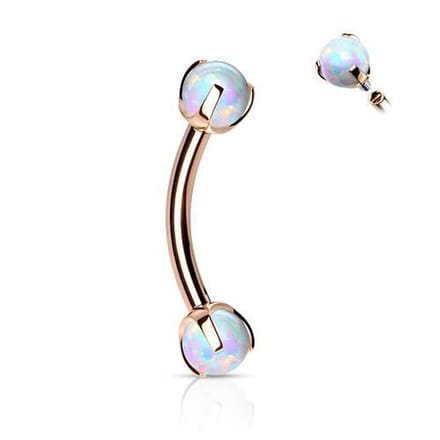 Piercing curved claw opal 1.2x8x3 - rose goud - LMPiercings