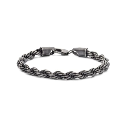 Frank 1967 7FB-0683 Heren Armband Koord - 6mm - 20cm - Staal - Antraciet