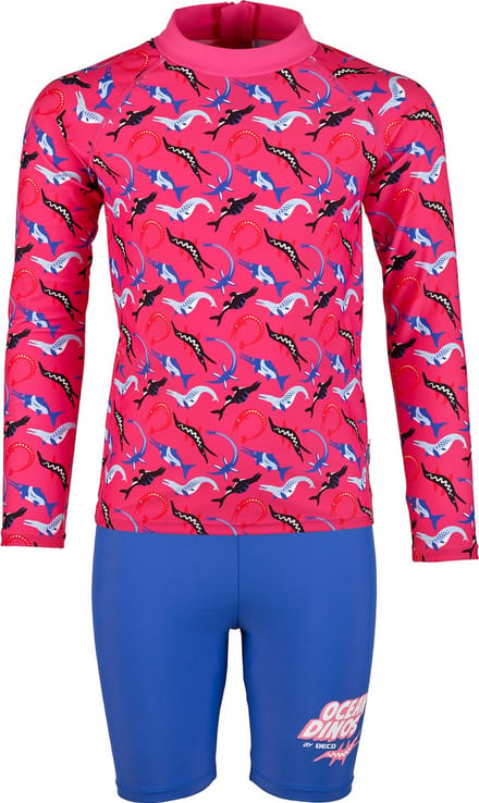 BECO ocean dinos - rashguard suit voor kinderen - roze - maat 110