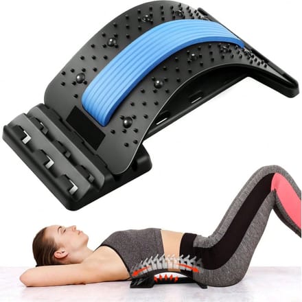 S&E Rugstretcher en Massager – Verstelbare Lendensteun - Blauw