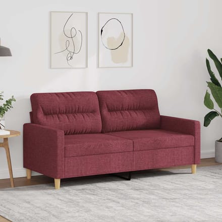 vidaXL - Tweezitsbank - 140 - cm - stof - wijnrood