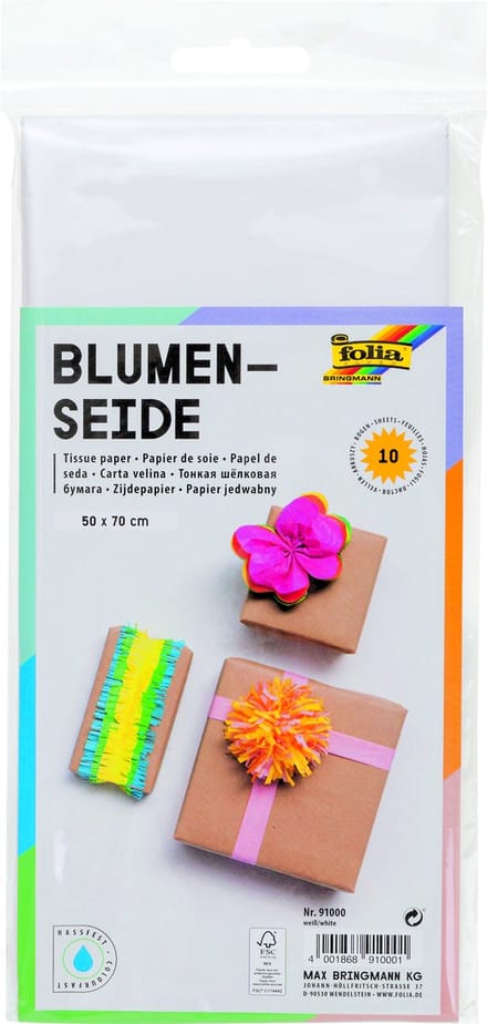 Zijdevloeipapier folia 50x70cm 20gr nr00 wit 10vel | 10 stuks