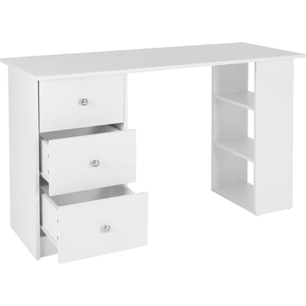 Bureau met drie laden en opbergplanken 120x49x72 cm Wit ML design
