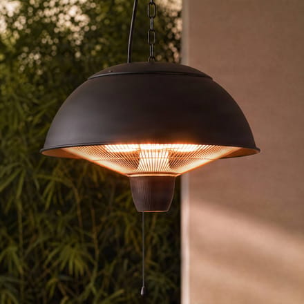Lucande Theriona hangende terrasverwarmer, zwart, Ø 42 cm, IP24