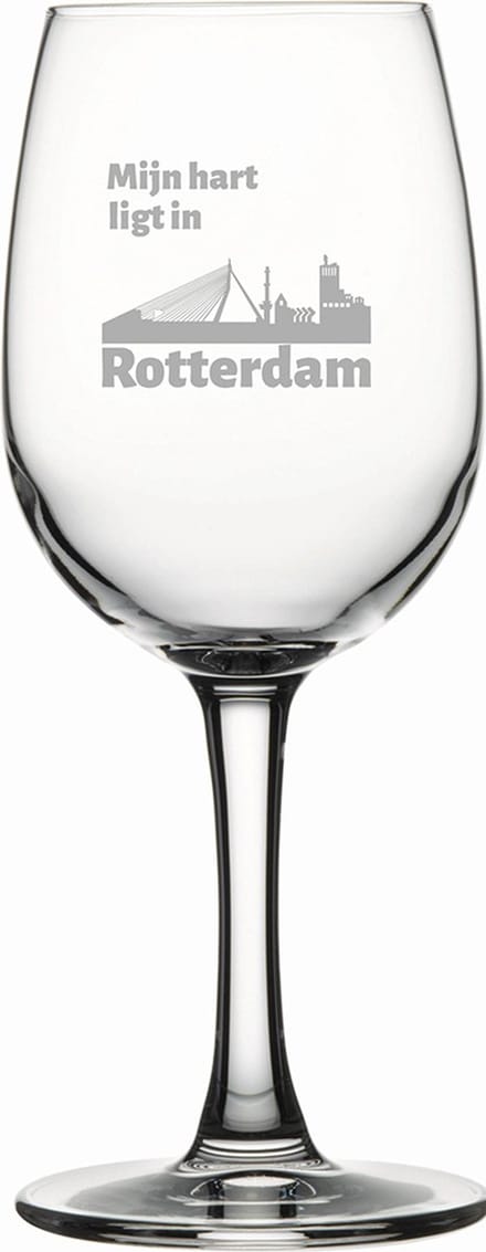 Gegraveerde witte wijnglas 26cl Rotterdam