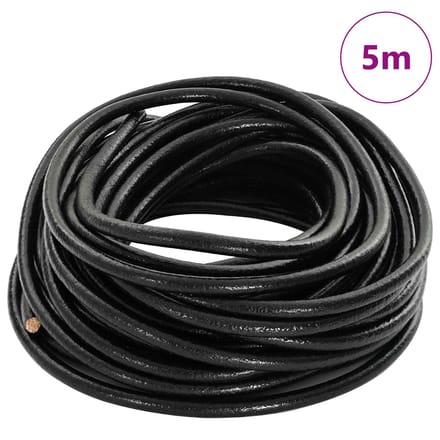 vidaXL - Leren - Koord - 1 - Zwart - Ø4 - mm - x - 5 - m - Leer