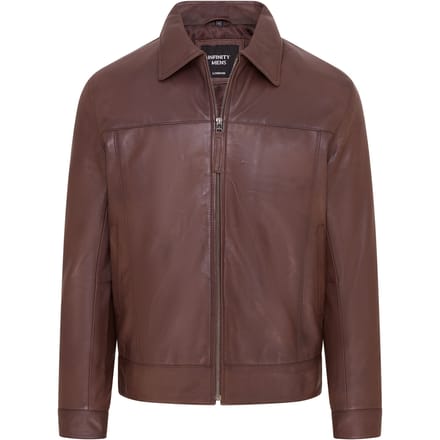 Heren Bruin Retro Klassiek Leren Harrington Bikerjack - Drammen