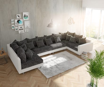 Bank Clovis XL Wit Zwart met armleuningen woonlandschap module Sofa