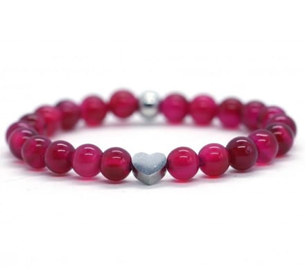 Dames armband roze agaat 17,5 cm - Heaven Eleven