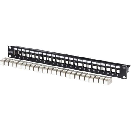 DIGITUS - Modulares Patch Panel geschirmt mit 24x DN-93615 Patchpaneel 483 mm (19) CAT 6A Zwart Ingericht