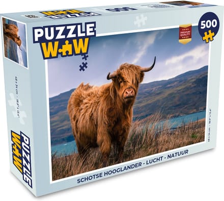 Puzzel Schotse hooglander - Lucht - Natuur - Legpuzzel - Puzzel 500 stukjes