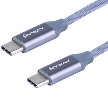 MYWAY USB-C naar USB-C Kabel 1.2m Zilver - Duurzaam Gevlochten