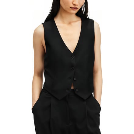 AllSaints Nellie Waistcoat Black Größe: 8 | Gilets Outlet | Damen | Schwarz