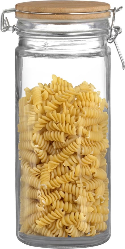 Urban Living Weckpot/inmaakpot - 1,3L - glas - met beugelsluiting - bamboe deksel