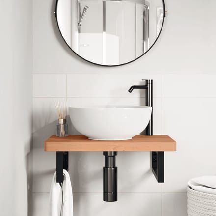 vidaXL - Badkamer - wandschap - staal - en - massief - beukenhout
