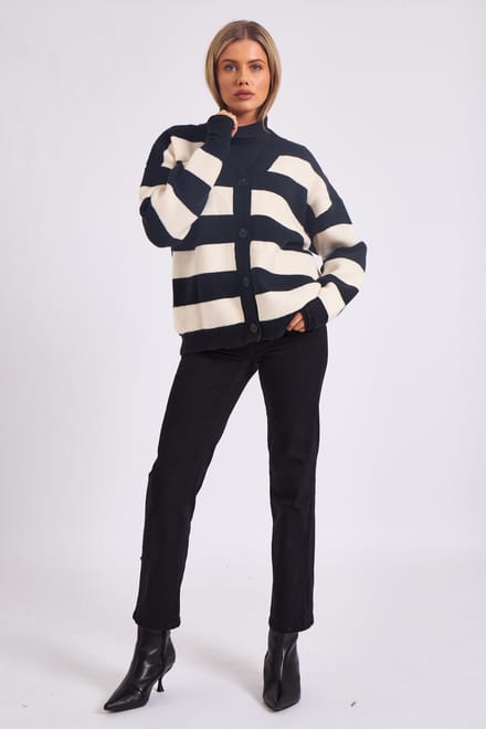 Gestreept oversized vest met knoopsluiting