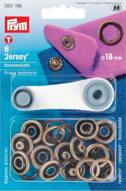 Naaivrijdrukknopen JERSEY tandring 18 mm oudmessing 6 st. - Drukknopen Jersey - Prym