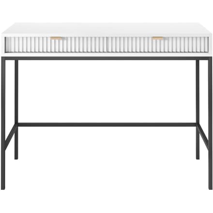 Selsey Vellore - Toilettafel 104 cm - wit met geribbelde fronten en gouden handgrepen