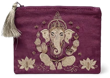 Etui fluweel paars met Ganesha – 20 cm x 15 cm