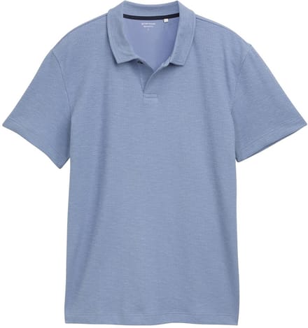 Tom Tailor - Geribd poloshirt met stretch - Maat S - dove blue