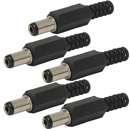 Set van 5 DC-connectoren en adapters voor stroomkabels - zwart - 2,5/5,5/9,5 mm