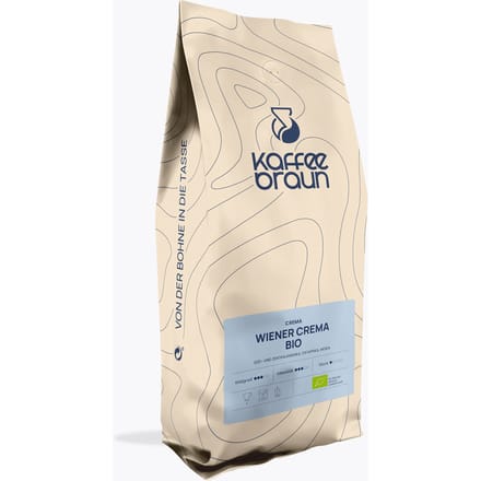 Kaffee Braun Wiener Crema Biologisch 1 kg | Hele bonen | Colombia, India, Mexico | Medium gebrande Arabica Robusta melange voor volautomatische machine