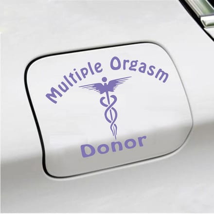 Bumpersticker - Multiple Orgasm Donor - 11,1 X 14,8 - Paars