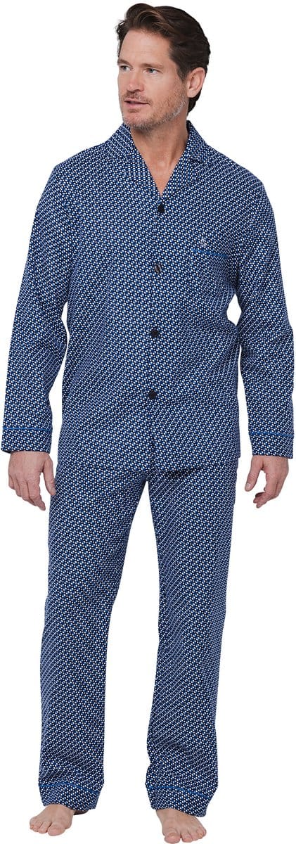 Robson Pyjama - Katoen - Flanel - Doorknoop - Blauw - Maat 48