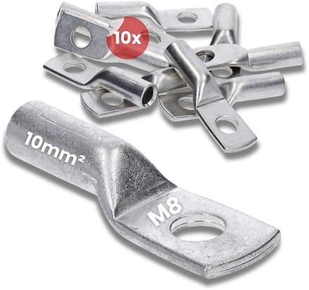 Set van 10 Koperen Kabel Schoen Ringstekkers M8 Vertind voor 10mm² Kabel