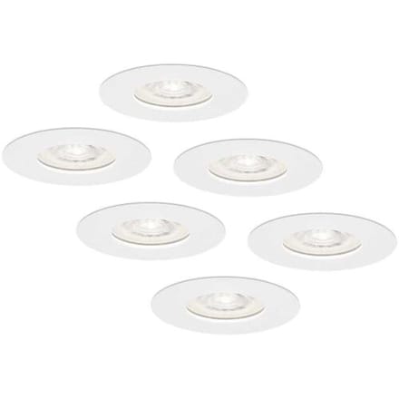 HOFTRONIC Set van 6 Bari LED inbouwspots extra plat 58mm - 3,8W 270lm - GU10 LED Module - 6000K daglicht wit - Dimbaar - Rond - IP65 waterdicht - Wit