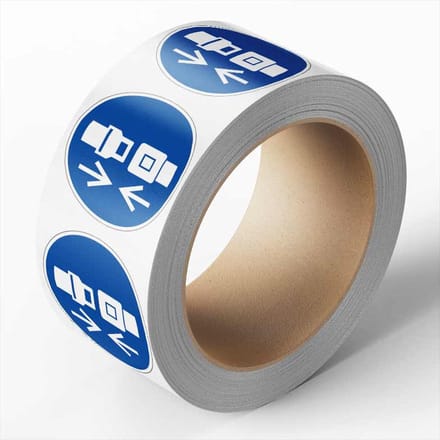 Veiligheidsgordel verplicht sticker op rol, 25 meter, M020 200 mm - 105 per rol