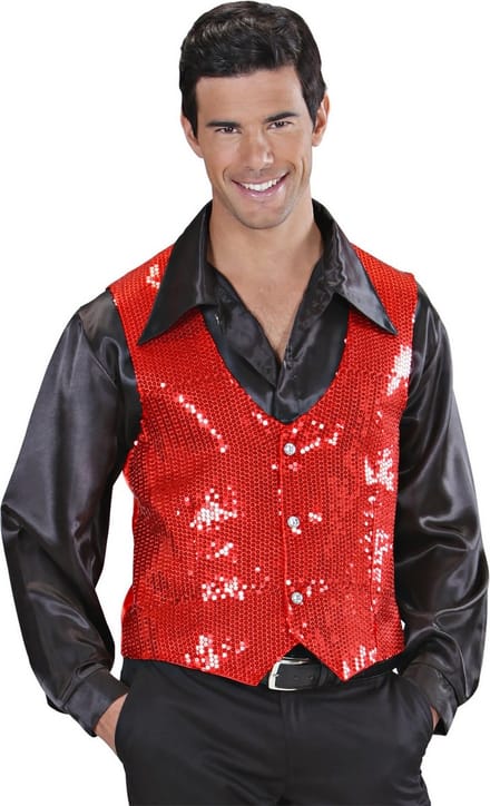 Pailletten gilet vestje rood