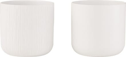 J-Line bloempot Gen - keramiek - wit - large - 2 stuks - Ø 18.5 cm