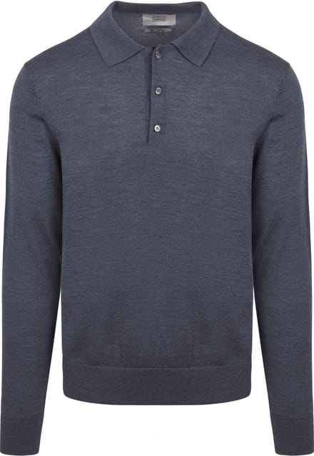King Essentials The Robert Long Sleeve Poloshirt Merino Antraciet - Maat S - Heren - Pullovers