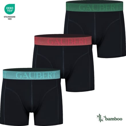GAUBERT® Heren Bamboe Boxershorts - 3-Pack - Zwart - Gekleurde Band - Maat M - Bamboe Ondergoed